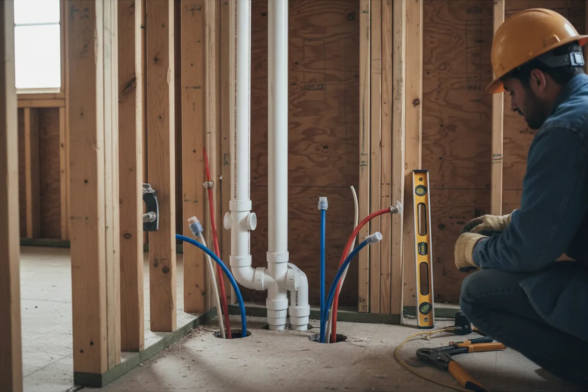 Drain and supply rough-in during Toilet Repair and Installation in Downs