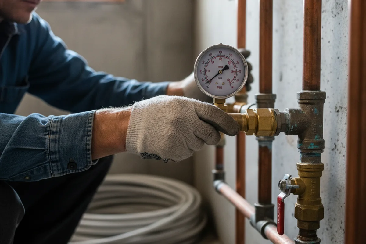 Pressure testing a repaired line during Water Line Repair in Downs