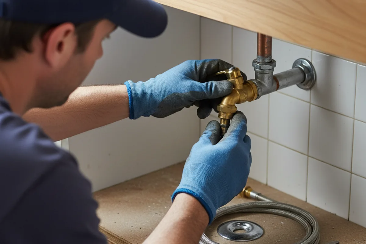 Shutoff valve and fitting work during Burst Pipe Repair in Downs